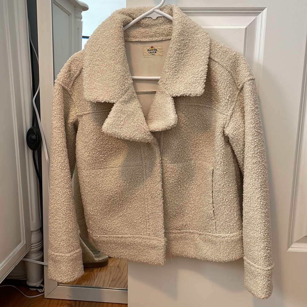 Marine Layer Quebec Sherpa Jacket in Antique White Sherpa | Size: XS - Picture 6 of 8